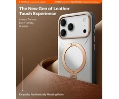 Dėklas Torras Ostand Q3 Vegskin, perlamutrinė pilka – iPhone 17 Pro Max