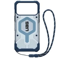 Dėklas Urban Armor Gear UAG Pathfinder Magsafe mėlynas skaidrus dirželis iPhone 17 Pro Max telefonui