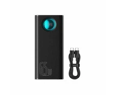 Kelionėms lėktuvu pritaikytas powerbank Baseus Amblight, 65W, 26800mAh