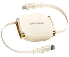 Mobile Origin 100 W ištraukiama kabelio dėžutė USB-C į USB-C CB7, smėlio spalvos