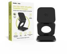 Mobile Origin 3 viename Qi2 25W itin plonas sulankstomas įkroviklis PW36 suderinamas su MagSafe matinė juoda