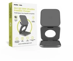 Mobile Origin 3 viename Qi2 25W ultraplonas sulankstomas įkroviklis PW36 suderinamas su MagSafe kosminė pilka