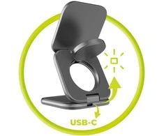 Mobile Origin 3 viename Qi2 25W ultraplonas sulankstomas įkroviklis PW36 suderinamas su MagSafe kosminė pilka