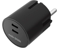 Mobile Origin 30W įkroviklio kištukas PW33 - 2x USB-C, juodas