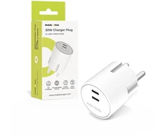 Mobile Origin 30W įkroviklis PW33 - 2x USB-C, baltas
