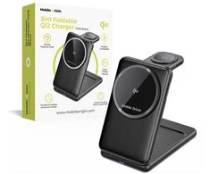 Mobile Origin 3in1 sulankstomas Qi2 įkroviklis PW8, juodas