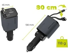 Mobile Origin 4in1 50W automobilinis įkroviklis CA28 – USB-C + USB-A, USB-C and Lightning Cable
