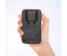 Mobile Origin 65W GaN III plonas įkroviklis su dviguba USB-C jungtimi, vieno USB-A jungtimi, baltas