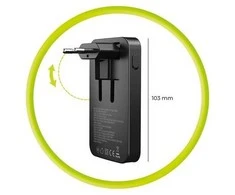 Mobile Origin 65W GaN III plonas įkroviklis su dviguba USB-C jungtimi, vieno USB-A jungtimi, baltas