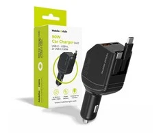 Mobile Origin 90 W automobilinis įkroviklis CA22 - USB-C + USB-A, 2x USB-C laidai
