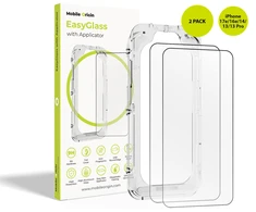 Mobile Origin EasyGlass su aplikatoriumi iPhone 17e/16e/14/13/13 Pro, 2 vnt. pakuotė