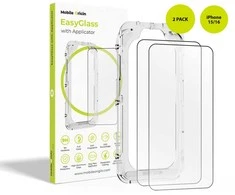 Mobile Origin EasyGlass su aplikatoriumi iPhone 15/16, 2 vnt. pakuotė