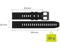Mobile Origin Lengvai keičiamas greito tvirtinimo dirželis, skirtas Garmin ES1, 20 mm, juodos spalvos