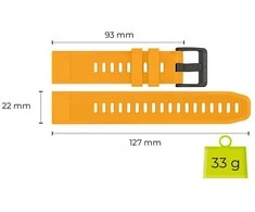 Mobile Origin Lengvai keičiamas Quick Fit dirželis, skirtas Garmin ES1, 22 mm, geltonas