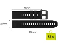 Mobile Origin Lengvas Quick Fit dirželis, skirtas Garmin ES1, 22mm juodas