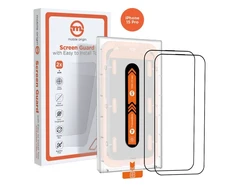 Mobile Origin Oranžinė iPhone 15 Pro ekrano apsauga su lengvu aplikatoriumi, 2 vnt.