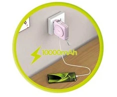 „Mobile Origin“ nešiojamoji baterija ir kelioninis įkroviklis, „Lightning“ / USB-C“ laidas, suderinamas su „MagSafe“ / „AW“ / „iPhone“, rožinis