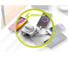Mobile Origin nešiojamas įkroviklis ir kelioninis įkroviklis, „Lightning“ / USB-C laidas, suderinamas su „MagSafe“ / „AW“ / „iPhone“, baltas