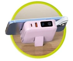 „Mobile Origin“ nešiojamoji baterija ir kelioninis įkroviklis, „Lightning“ / USB-C“ laidas, suderinamas su „MagSafe“ / „AW“ / „iPhone“, rožinis