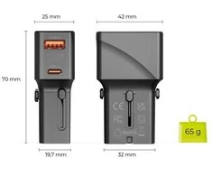 „Mobile Origin“ kelioninis adapteris 25 W, ES/JAV/JK/AU, baltas