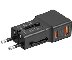 Mobile Origin Travel adapter 25W, EU/US/UK/AU, juodas