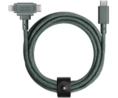 Native Union Belt Cable Duo - kabelis USB-C - USB-C / lightning, 1,5 m (slate žalias)