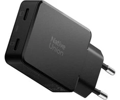Native Union Kišeninis GaN įkroviklis PD 65W (2x USB-C), juodas