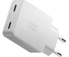 Native Union kišeninis GaN kroviklis PD 65W (2x USB-C), baltas