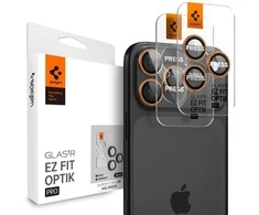 Kamerų apsauga Spigen Glass tR EZ Fit Optik Pro 2 Pack, oranžinis - iPhone 17/16/15/14 Pro / 17/16/15/14 Pro Max