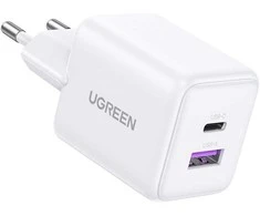 Sieninis įkroviklis UGREEN X516, 30W, 3A, 1 x USB-A - 1 x USB-C, baltas