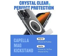 Dėklas Spigen Caseology Capella MagSafe Kickstand, clear baltas sidabrinis - iPhone 16 Pro Max