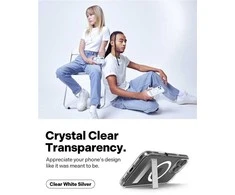 Dėklas Spigen Caseology Capella MagSafe Kickstand, clear baltas sidabrinis - iPhone 16 Pro Max
