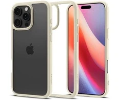 Dėklas „Spigen Crystal Hybrid“, prislopintos smėlio spalvos - iPhone 16 Pro Max