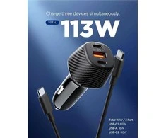 Spigen Essential 113W automobilinis įkroviklis EV1133, juodas