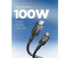 Spigen Essential USB C į USB C 100W laidas, juodas EB10020CC