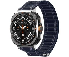 „Spigen“ medžiaginis dirželis (su lipdukais), tamsiai mėlynas – „Samsung Galaxy Watch Ultra 47mm“