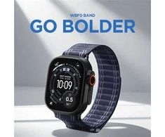 „Spigen Fabric Band“ apyrankė su lipdukais ir kilpelėmis, tamsiai mėlyna - „Apple Watch 49mm/46mm/45mm/44mm“