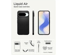 Dėklas Spigen Liquid Air, matinės juodos spalvos – Google Pixel 10 Pro/Pixel 10