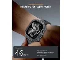 „Spigen Rugged Armor 2“, tamsiai pilka – „Apple Watch 11“ 46 mm