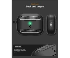 Spigen Rugged Armor dėklas skirtas AirPods Pro 3 – Matte juodos spalvos