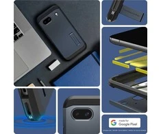 Dėklas Spigen Tvirtas šarvas, metalinis skalūno spalvos – „Google Pixel 8a“