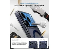 Dėklas „Spigen Ultra Hybrid MagSafe“, skaidrus, tamsiai mėlynas - iPhone 17 Pro