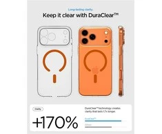 Dėklas „Spigen Ultra Hybrid MagSafe“, skaidrus oranžinis - iPhone 17 Pro