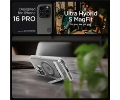 Dėklas Spigen „Ultra Hybrid S MagSafe“, grafito spalvos – „iPhone 16 Pro“