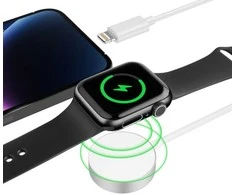 Magnetinis įkroviklis 2in1 Apple Watch 1.5m USB + Lightning Tech-Protect Ultraboost baltos spalvos