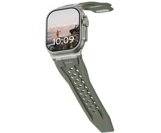 Dėklas „Urban Armor Gear“ „UAG Monarch“ dirželis, alyvuogių/titano spalvos – „Apple Watch“ 49 mm/46 mm/45 mm/44 mm/42 mm
