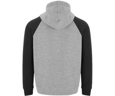 Roly Dviejų spalvų unisex džemperis su gobtuvu BADET Heather pilkas/juoda