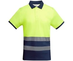 Roly Gerai matomi trumpomis rankovėmis polo marškiniai ATRIO Tamsiai mėlyna / fluorescencinė geltona