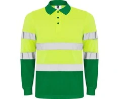 Roly Ilgomis rankovėmis techniniai polo marškiniai POLARIS L/S Sodas žalia / fluoro geltona