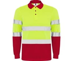 Roly Ilgomis rankovėmis techniniai polo marškiniai POLARIS L/S Darbo vieta raudona / fluoro geltona